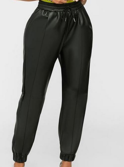 Black and Red PU Joggers