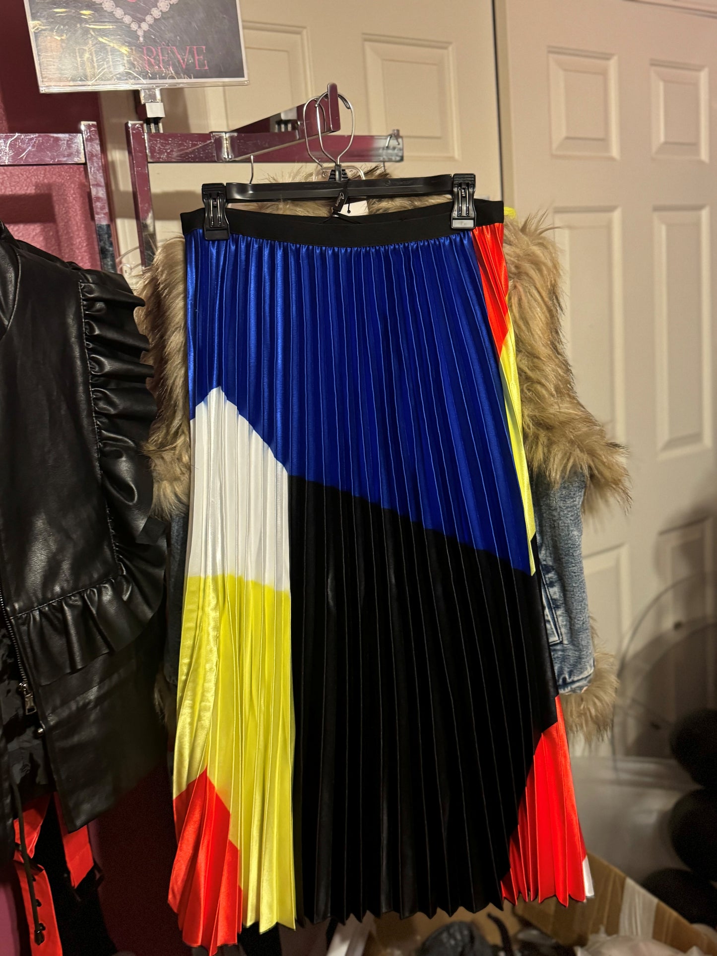 Capriana Couture Multi Color Pleated Skirt