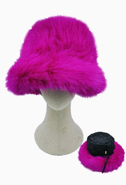 Fuzzy Faux Fur Bucket Hat