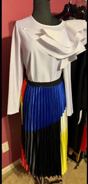 Capriana Couture Multi Color Pleated Skirt