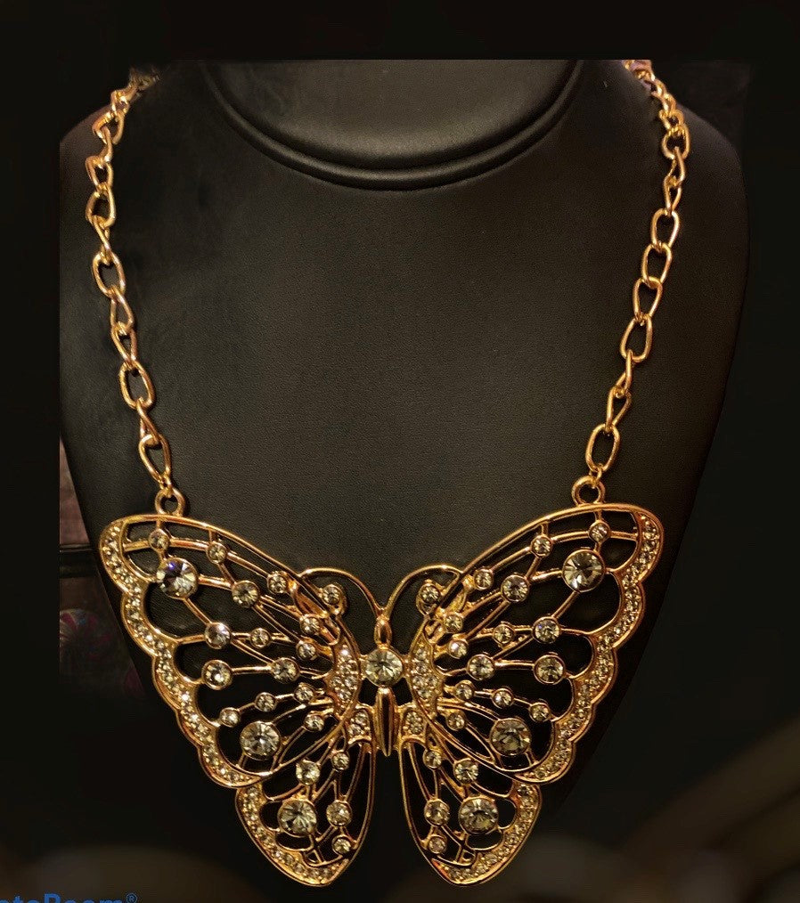 Large Butterfly Gold Necklace