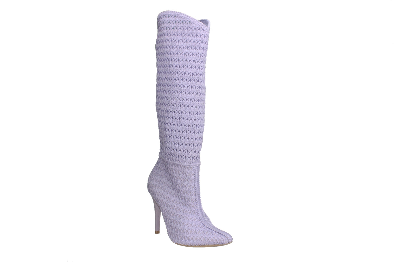 Bruno Menegatti Lavender Crochet Stiletto Boot Lavender