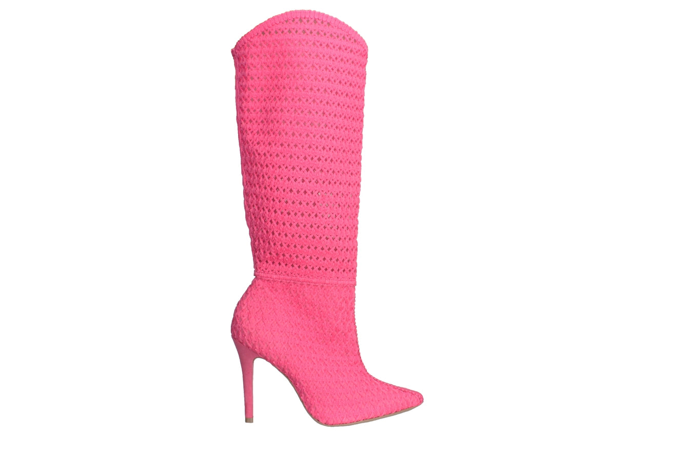 Bruno Menegatti Pink Crochet Stiletto Boot