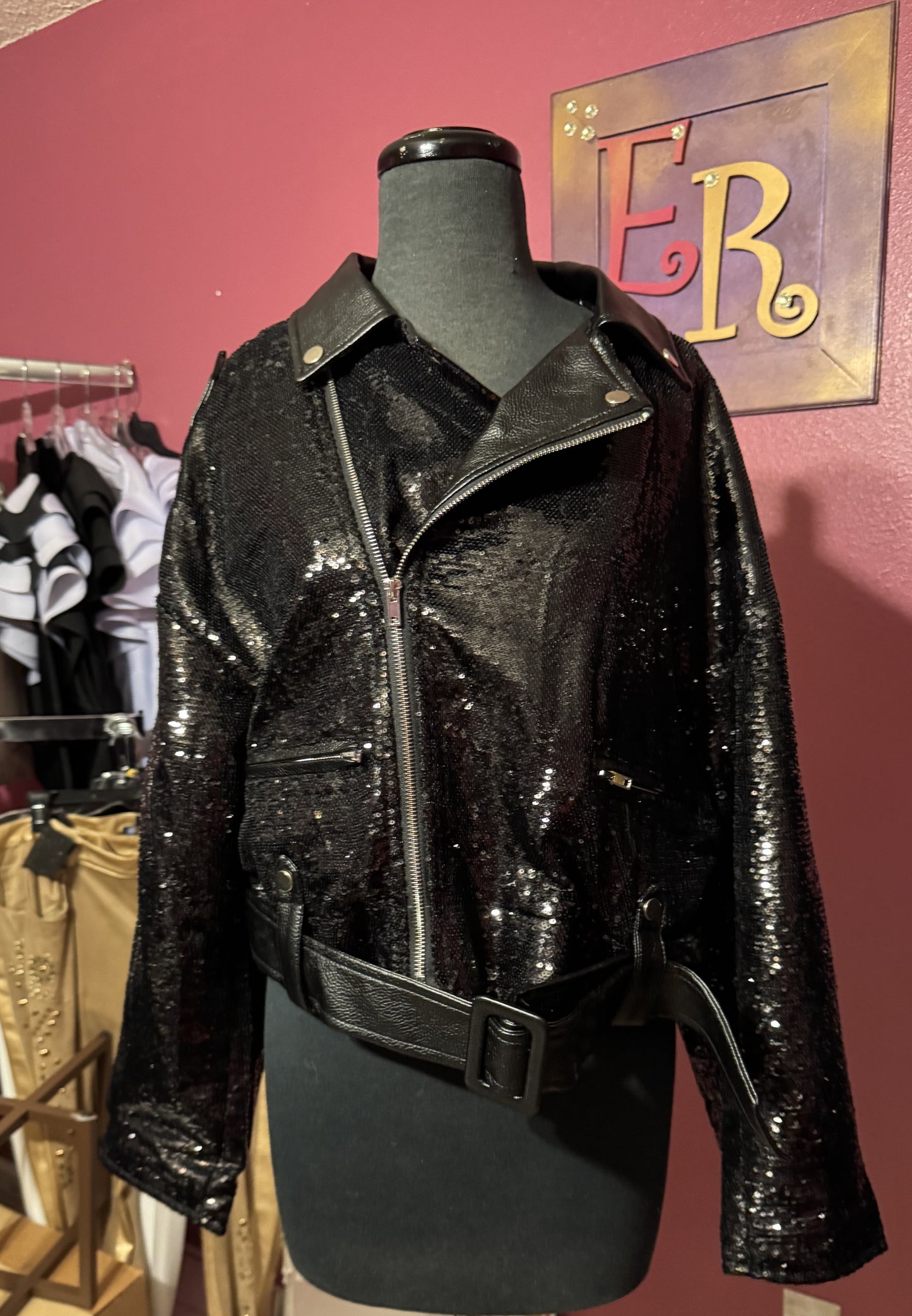 For Her NYC Sequin Motorcyle Jacket Style 81691