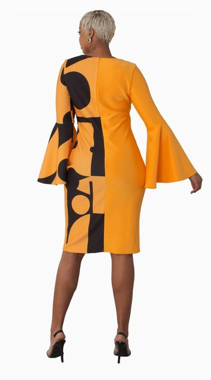 HALF BODY SOLID & HALF PRING DRESS  - 82062