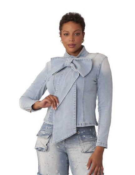 Bow Detail Denim Top -82417