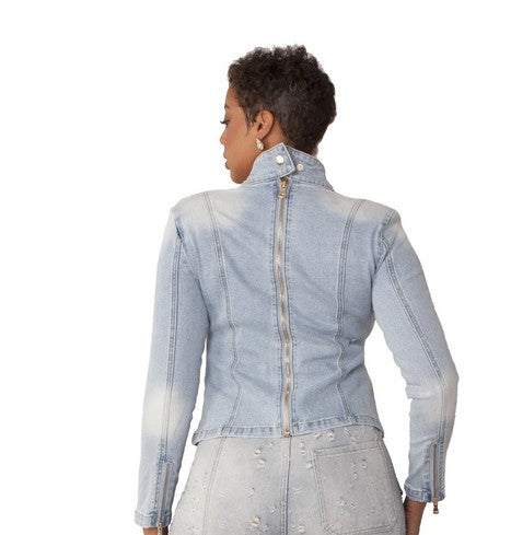 Bow Detail Denim Top -82417