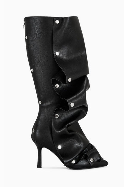 Azalea Wang IMOGINE-BLACK ADJUSTABLE POINTED TOE BOOT