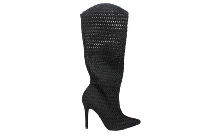 Bruno Menegatti  Black Crochet Stiletto Boot Black