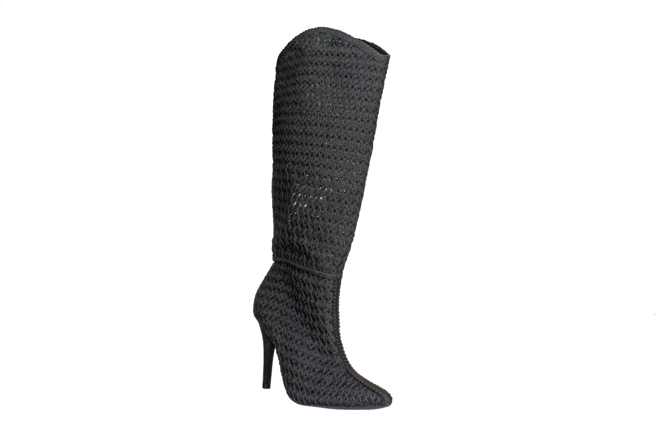 Bruno Menegatti  Black Crochet Stiletto Boot Black