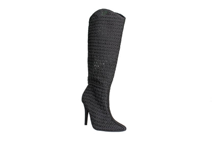 Bruno Menegatti  Black Crochet Stiletto Boot Black