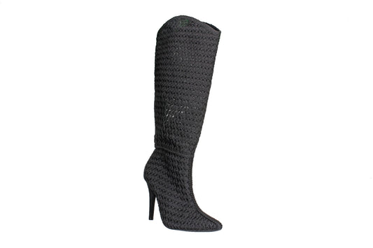 Bruno Menegatti  Black Crochet Stiletto Boot Black