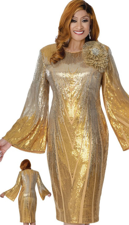 Dorinda Clark Cole Style 310131   Gold Sequin Dress