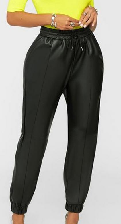 Black and Red PU Joggers