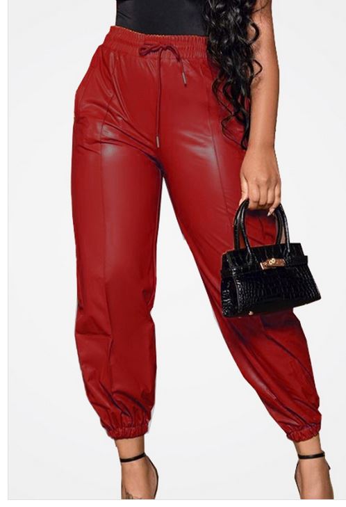 Black and Red PU Joggers