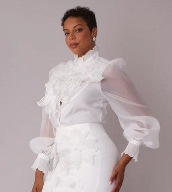 FOR HER NYC 82682 – Floral Embroidered Blouse Victorian-Inspired Elegance