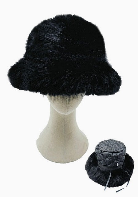 Fuzzy Faux Fur Bucket Hat