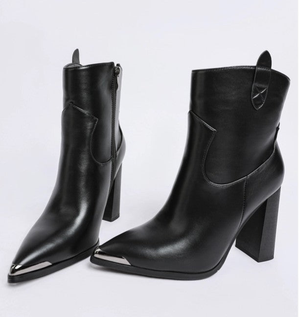 Hatter Pointed Toe Faux Leather Boots