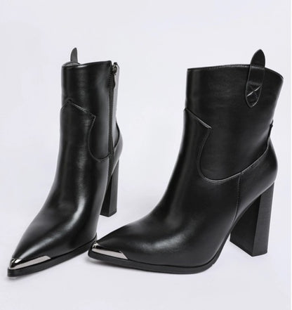 Hatter Pointed Toe Faux Leather Boots