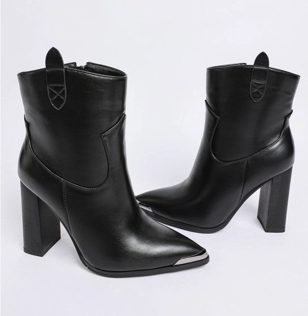 Hatter Pointed Toe Faux Leather Boots