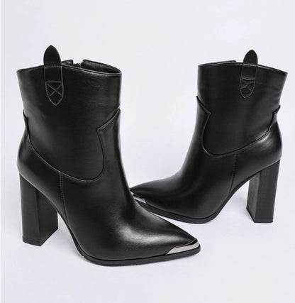 Hatter Pointed Toe Faux Leather Boots