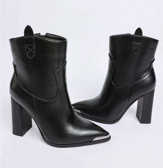 Hatter Pointed Toe Faux Leather Boots
