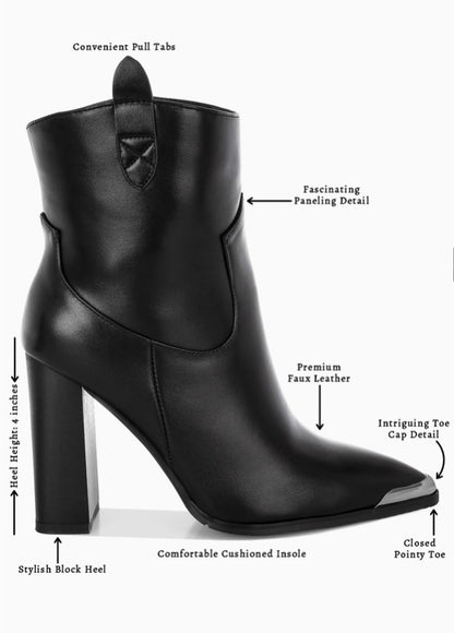 Hatter Pointed Toe Faux Leather Boots