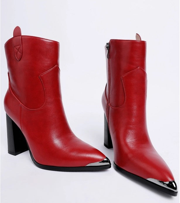 Hatter Pointed Toe Faux Leather Boots