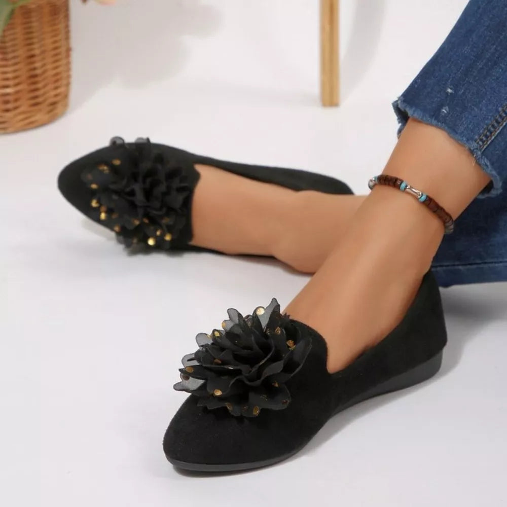 Flower Point Toe Slip-Ons