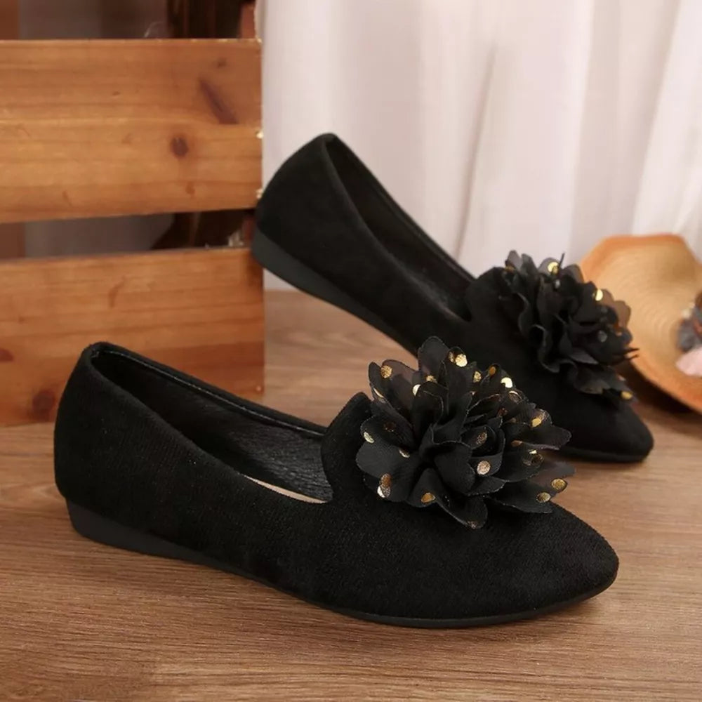 Flower Point Toe Slip-Ons