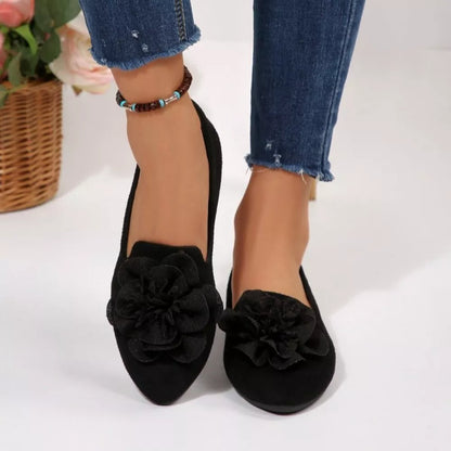 Flower Point Toe Slip-Ons