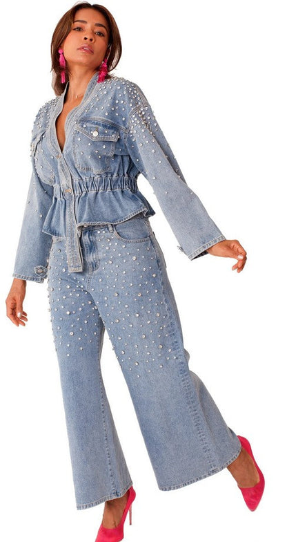 FOR HER NYC BOTTOMS Pearl Rain Wide-Leg Jeans - 82327