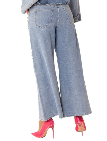 FOR HER NYC BOTTOMS Pearl Rain Wide-Leg Jeans - 82327