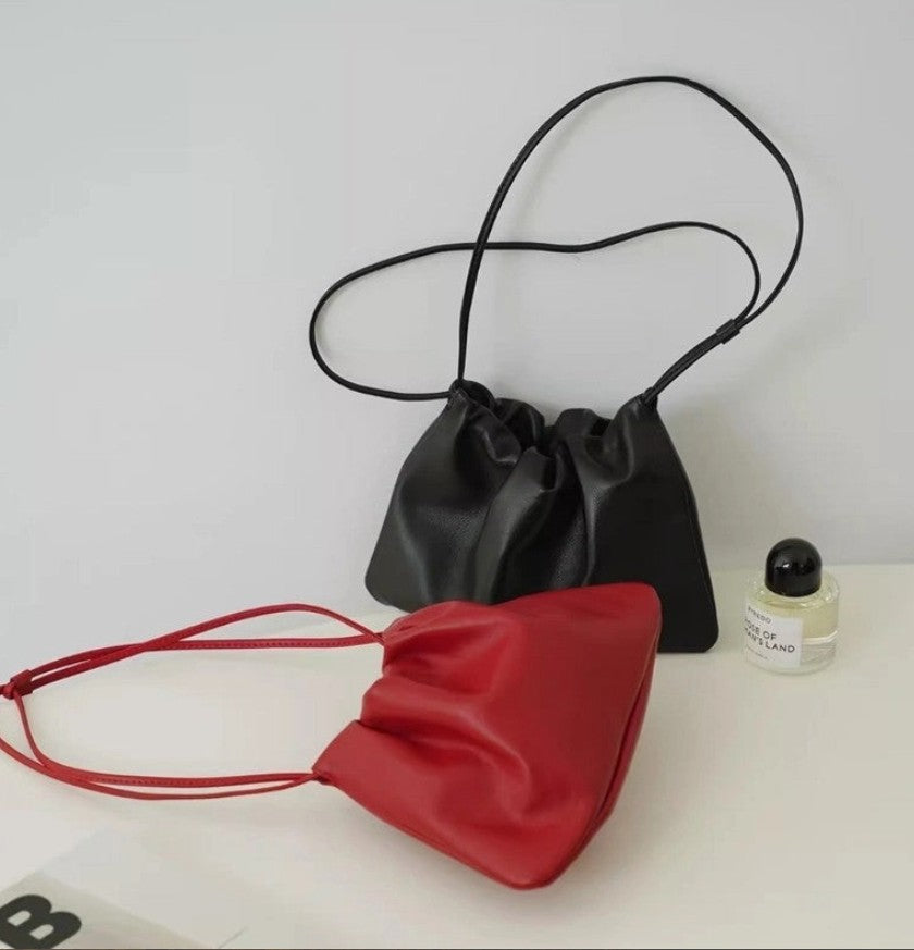 Soft PU Leather Drawstring Cloud Bag