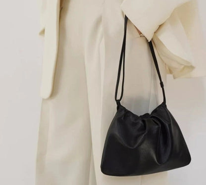Soft PU Leather Drawstring Cloud Bag