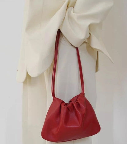 Soft PU Leather Drawstring Cloud Bag