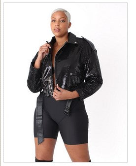 For Her NYC Sequin Motorcyle Jacket Style 81691