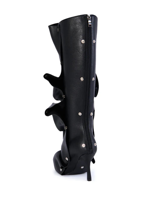 Azalea Wang IMOGINE-BLACK ADJUSTABLE POINTED TOE BOOT